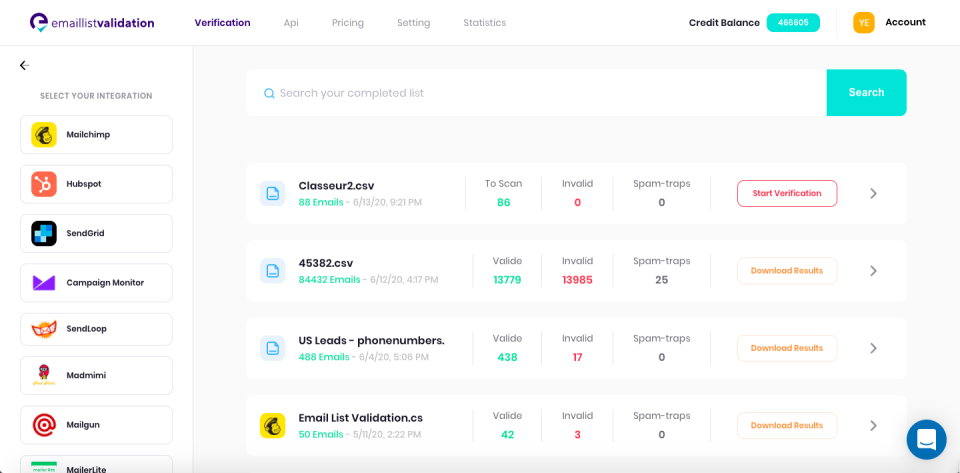 screenshot of Email List Validation